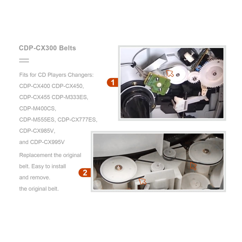 CX300 2 Drive Belt & 1 Door Belt Replace for CDP-CX300 CD Players CDP-CX350 CDP-CX355 CDP-CX691 421606101 (3/Pack)
