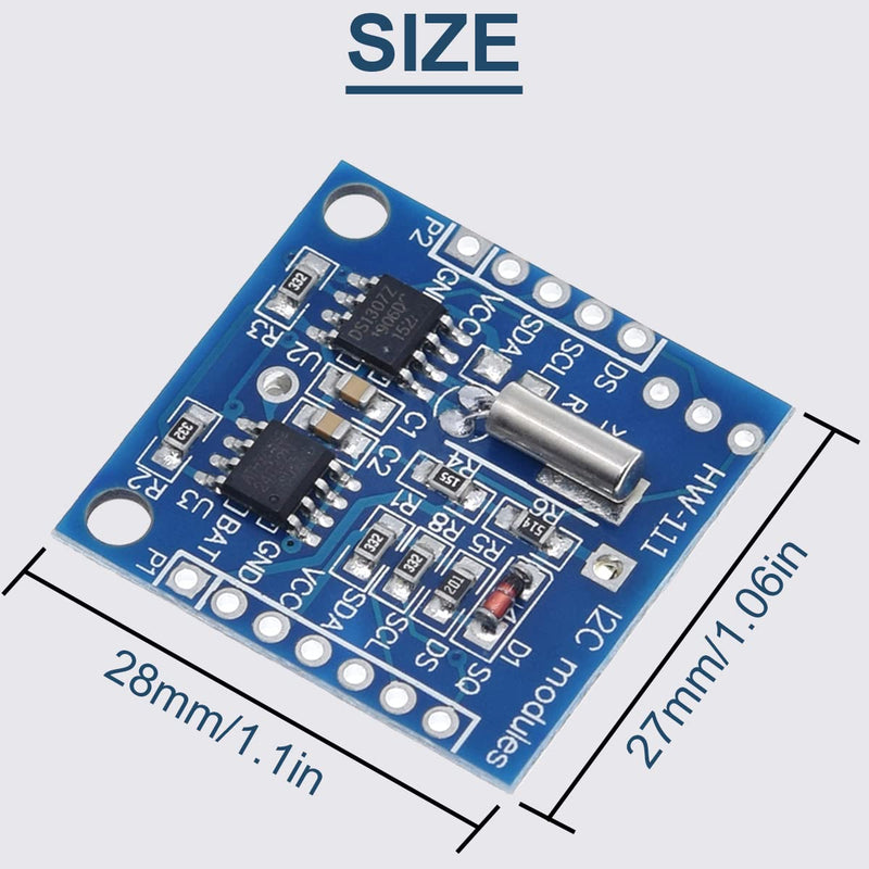 DAOKAI RTC I2C Module DS1307 AT24C32 Real Time Clock Module, High Precision 24C32 Memory Clock Module, Compatible with Arduino AVR PIC 51 ARM (5 Pieces)