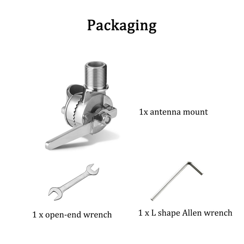 [AUSTRALIA] - Marine VHF Antenna Mounts, Rail Mount Adjustable Antenna Base, Ratchet Mount, for 7/8 to 1 inch (22-25.4mm) Rail, 316 Stainless Steel, with Mounting Wrench 
