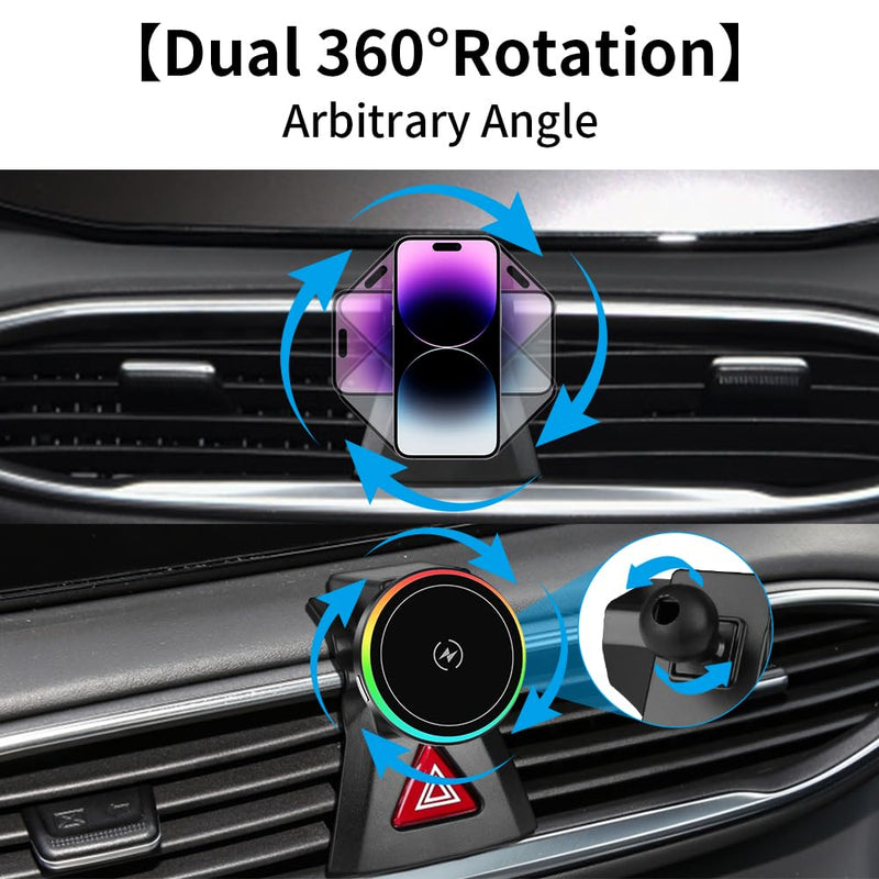 Car Magnetic Phone Mount for Hyundai Santa Fe 2019 2020 2021 2022 2023 Auto Interior Accessories Best Cellphone Holder Fast 15W Wireless Charger Cell Phones Charging Screen Stand Accessory for Hyundai Santa Fe 2019-2023