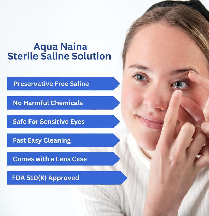 Aqua Naina (4X 4Fl. Oz) - Preservative Free Sterile Saline Solution - Unisol 4 Replacement - Contact Solution for Cleaning, Rinsing and Disinfecting Soft Contact Lenses. (4 Fl Oz (Pack of 4)) 4 Fl Oz (Pack of 4)