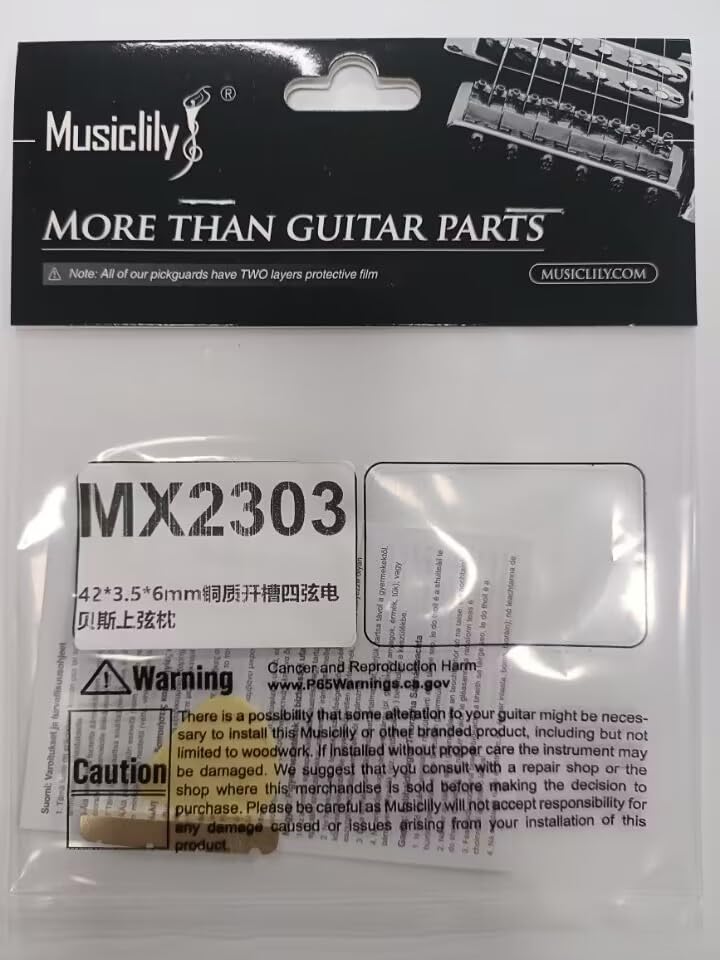Musiclily Basic 42mm Pre-Slotted Electric Bass Brass Nut for 4-String Precision Jazz Bass, 42x3.5x6mm 4-String 42x3.5x6mm
