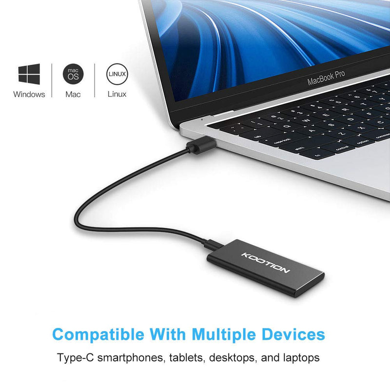 KOOTION External SSD 250GB Portable SSD High-Speed Solid State Drive, Read up to 500MB/s & Write up to 450MB/s B. 250GB - Black