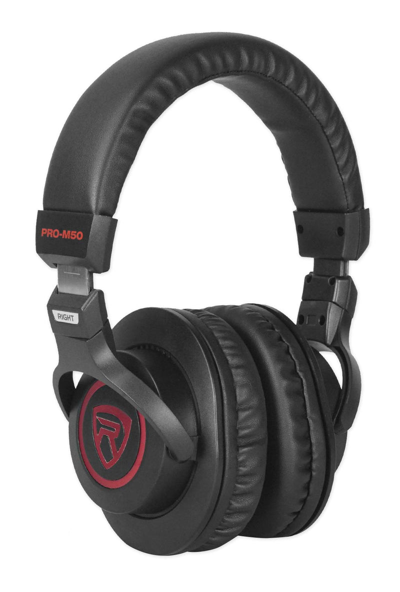 Rockville PRO-M50 SR 40mm Studio Headphones, 32 Ohm, Detachable Coil Cable, Sound Isolation, Durable Build, for Studio Monitoring and Podcasting Red