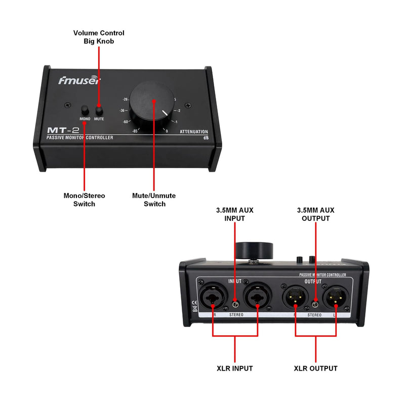 Big Knob Passive Studio Monitor Controller, Professional Monitor Volume Control for Precise Audio Control, Ideal for Studio and Home Audio System