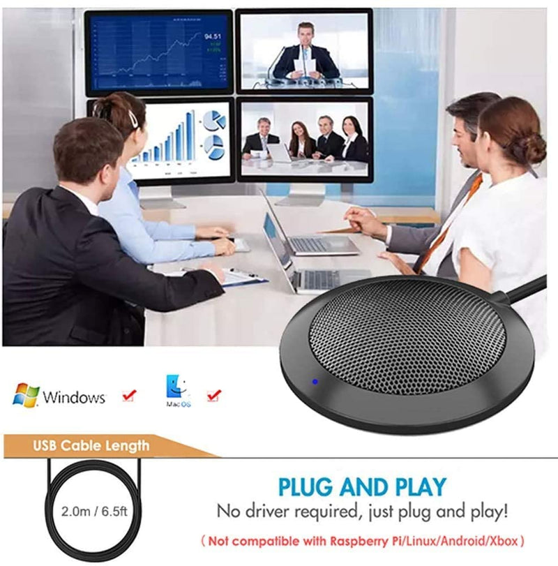 Conference USB Microphone, Computer Desktop Mic with LED Indicator, TKGOU Plug & Play Omnidirectional Condenser PC Laptop Mics for Online Meeting/Class,Skype,Recording,Chatting,Zoom,(Windows/Mac OS X) DM2