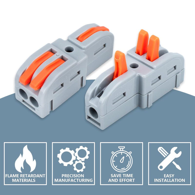 Innfeeltech 10 Pieces Connection Clamp, 1 in 2 Out Connection Clamp, with Lever, Cable Connector with 0.2-4 mm² Conductor Clamp for DIY Projects
