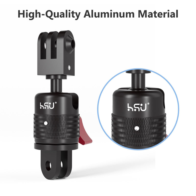 [AUSTRALIA] - HSU 360 Degree Rotation Camera Mount, Aluminum Vertical Bracket Tripod Adapter Compatible with GoPro Hero 12/11/10/9/8/7/6/5 AKASO Campark DJI Osmo Action 4/3 and Other Action Cameras 