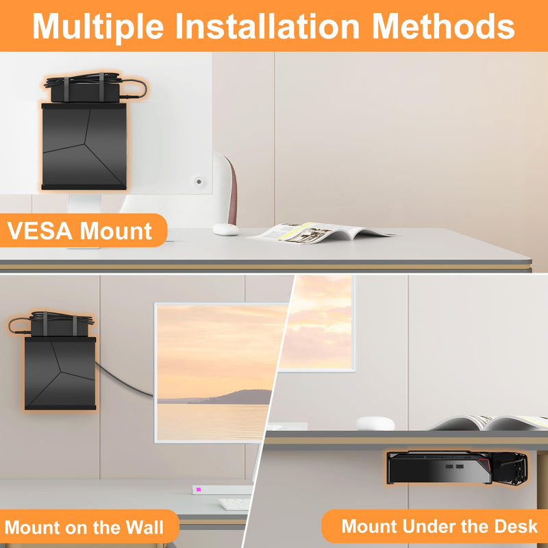 Mount for Alienware Alpha R2 Mini Gaming PC - Wall & Under Desk Mount - Compatible with 75 x 75 mm or 100 x 100 mm VESA Pattern - Black