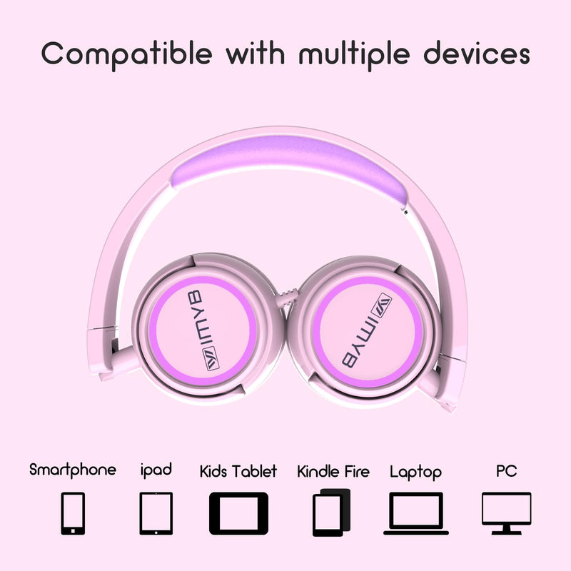 [AUSTRALIA] - Kids Headphones, V1 Wired Stereo Foldable Tangle-Free 3.5mm Adjustable On-Ear Headphones for Kids for School/Toddlers/Childrens/Teens/Boys/Girls/Ipad/Tablet/Kindle/Phones/Travel/Plane (Pink) Pink 
