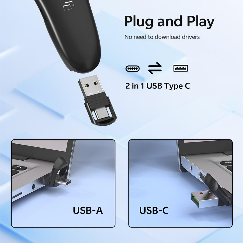4 Unit Presentation Clickers, Wireless Presenter Remote with Case | 2‑in‑1 USB/Type C Receiver, Rechargeable, Red Laser Pointer PowerPoint Clickers for Mac/Windows/Linux, Google Slide/Keynote 4 Units Red Laser