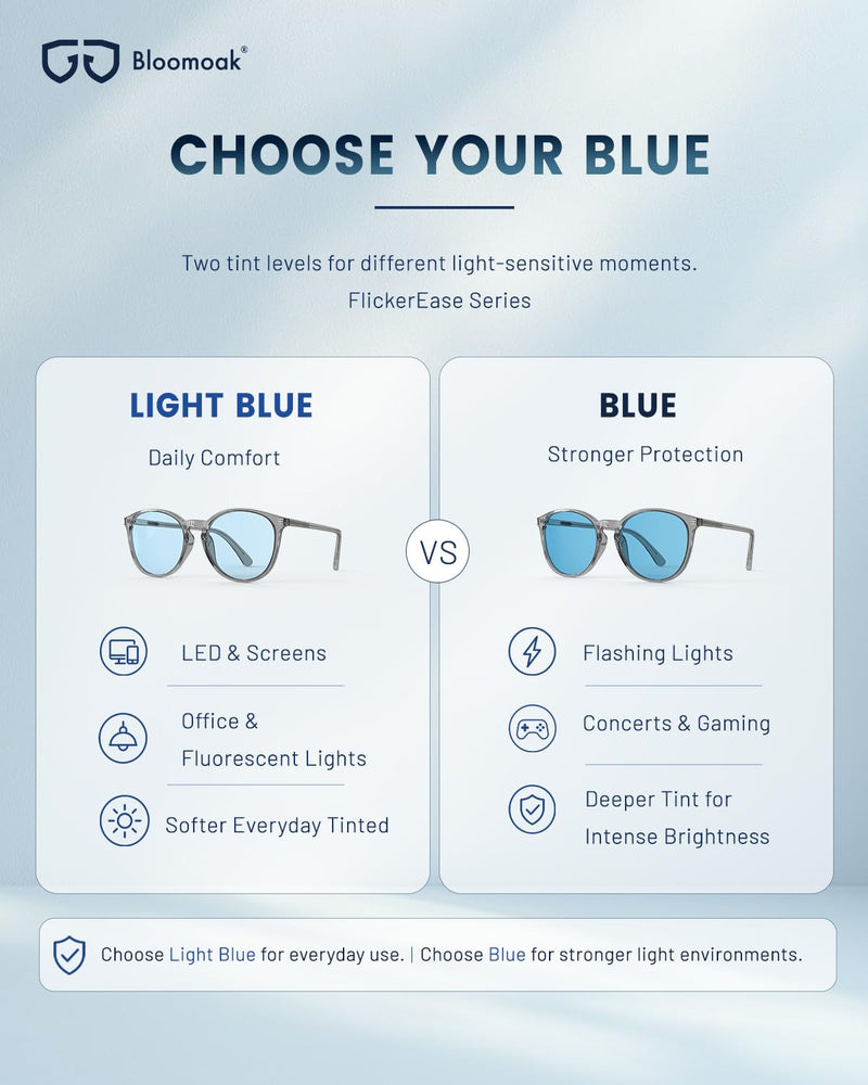 Z Guard Blue Tint Glasses for Strobe Light Sensitivity, Flashing Light Glasses for Concerts/Screen Flicker Max - Blue