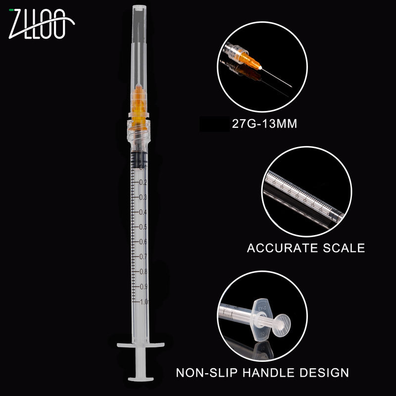 1ml/cc Plastic Tube with 25G-25mm Head, Disposable Luer-Lock Independent Packaging, Easy to Use (Pack of 100) 100 Items