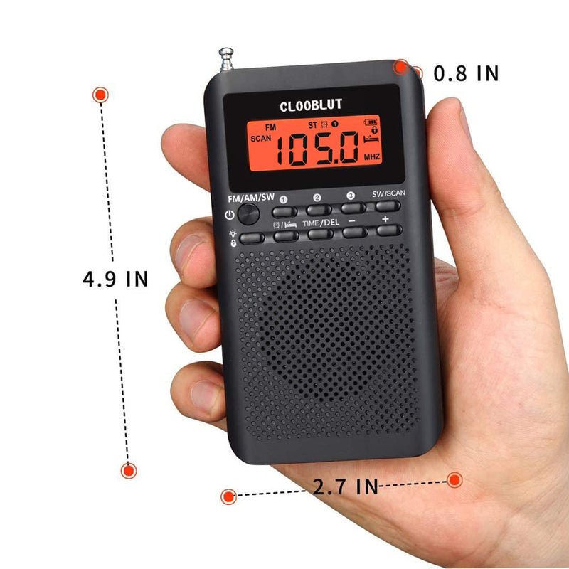 [AUSTRALIA] - RD218 shortwave Radio FM/AM/SW Band Transistor Powered by AA Batteries with Key Backlight LCD Display Digital Alarm Clock Sleep Timer,Best Reception,Best Sound Quality Mini Radio for Running 