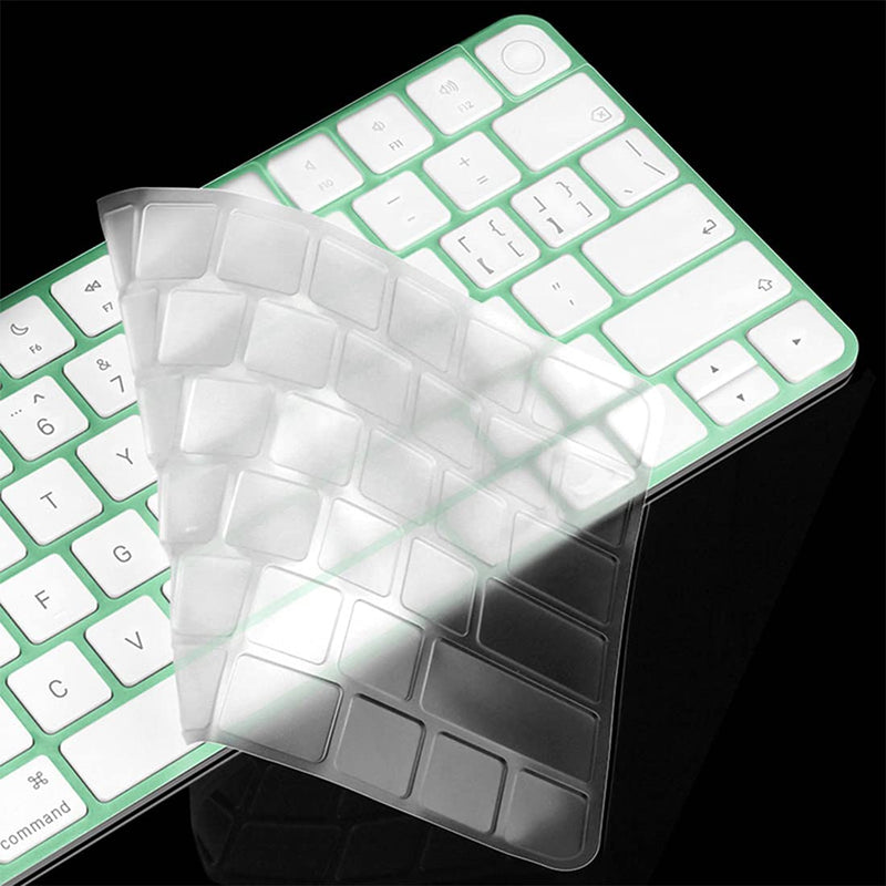 Keyboard Cover Skin for 2021 Apple iMac 24 inch Magic Keyboard with Touch ID, iMac 24 inch 2021 Accessories, Ultra Thin TPU Apple iMac 24 inch A2449 Waterproof Keyboard Protector-Clear/Transparent