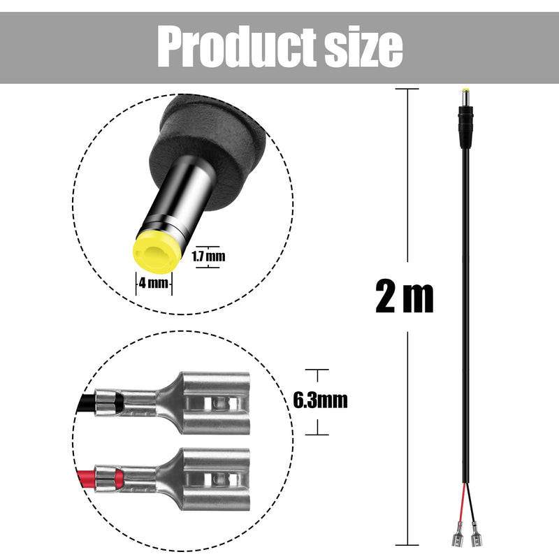 2 PCS Trail Camera Power Cord,4.0x1.7mm DC External Power Cable Compatible with Tactacam Reveal X XB SK,Wise Eye,Covert Cameras, Snyper Cameras, etc. 4.0x1.7mm DC Plug Trail Game Camera 2-pcs 4.0x1.7mm cable