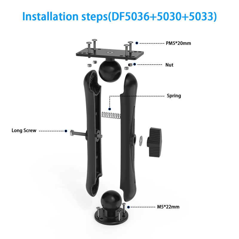 Aluminum Alloy Fish Finder Mount with 1.5"/ C Size Ball Compatible with Humminbird Helix 5/7 Series,9.3" Long Arm Marine Electronic Depth Mount for Boat/Kayak/Fishing Mounting Plate Accessories