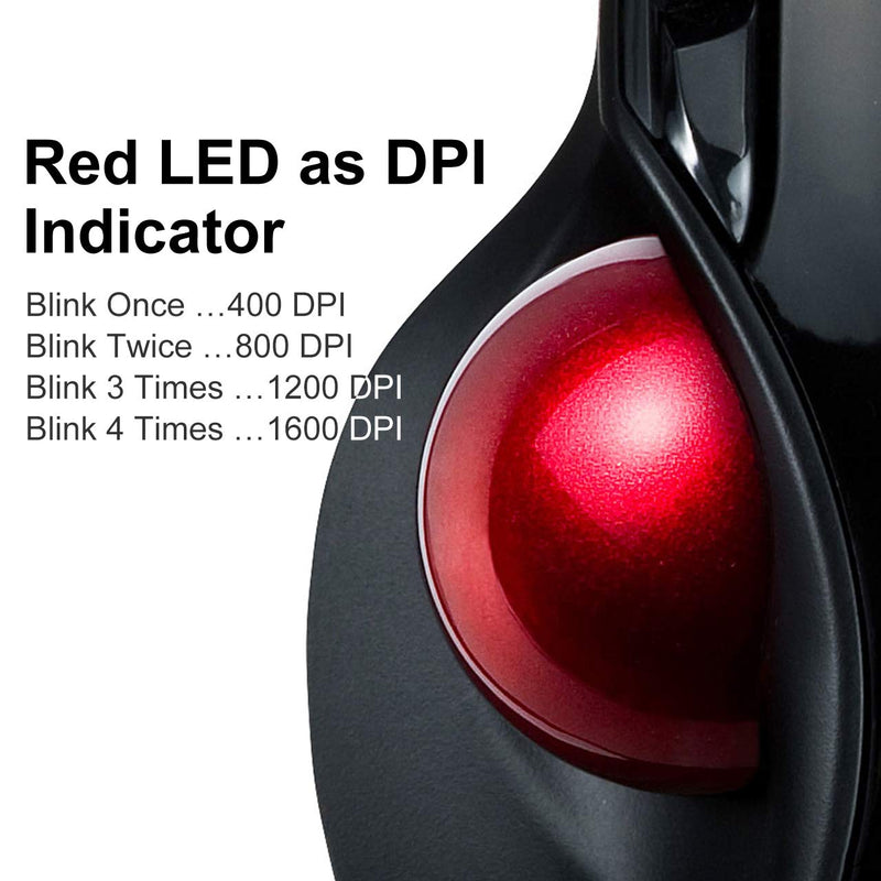 SANWA Wired Ergonomic Trackball Mouse, Computer Rollerball Mice, Laser Sensor, 34mm Trackball, 400/800/1200/1600 Adjustable DPI, 5 Buttons, Compatible with MacBook, Laptop, Windows, macOS, Chrome OS