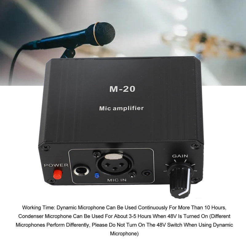 Microphone Preamp, 48V Power High Gain Electronic Audio Stereo Phonograph Preamplifier, with XLR Output, for Dynamic Condenser Microphones Booster