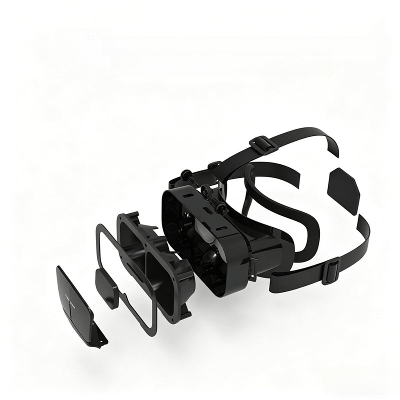 3D VR Glasses Virtual Reality Headset, 360° Panorama Large Screen VR Goggles for Movies & Games Black