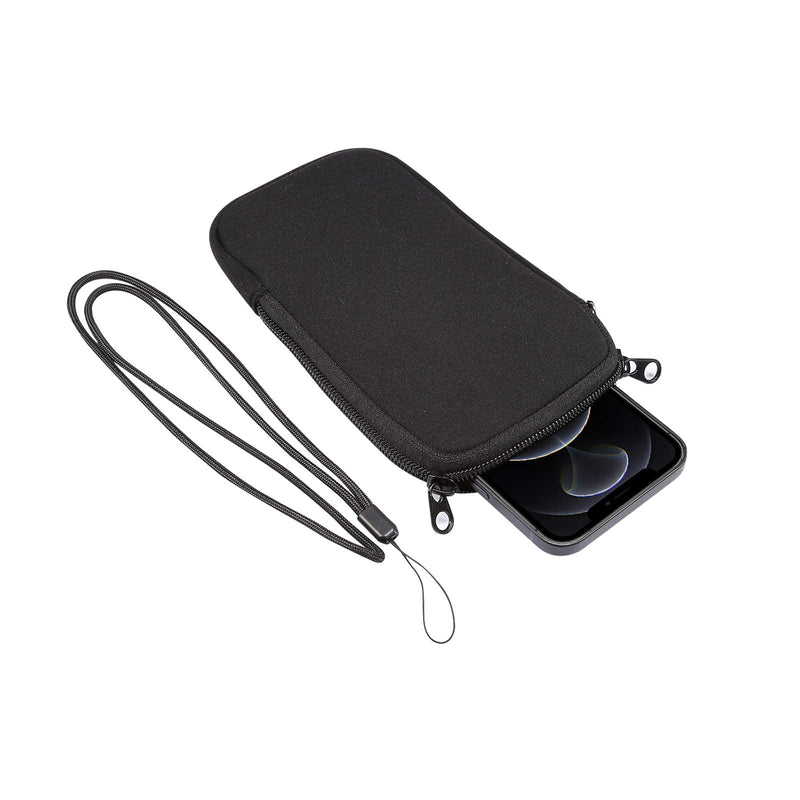 Neoprene Phone Sleeve Case Zipper Cell Phone Pouch For Samsung Galaxy A54 A53 A34 A15, S24 Ultra S24+ S23+ S22+ S23 FE S21 FE S20 FE, iPhone 15 Pro Max 14 13 Pro Max 15 Plus, Pixel 7 8 Pro -L Black Large