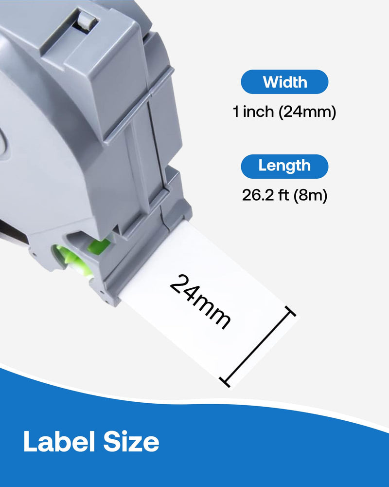 [AUSTRALIA] - Tze-251 24mm Label Tape Replacement for Brother P Touch TZe TZ Label Tape 24mm 0.94 Laminated Label Tape for Ptouch PTD400 PTD410 PT-D610BT PTD460BT, Black on White, 4 Pack 