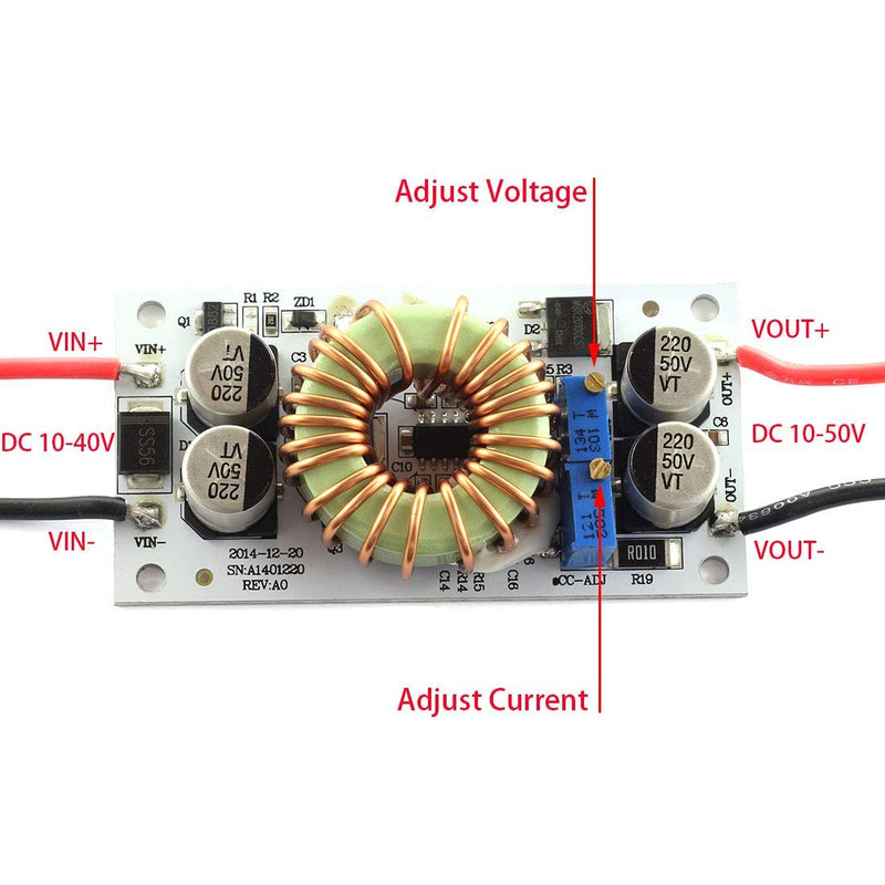 Hailege 250W DC-DC Boost Step-up Module, 10-40V to 10-50V, 6A Adjustable, Constant Voltage, Constant Current, 150KHz, 6A, 250W
