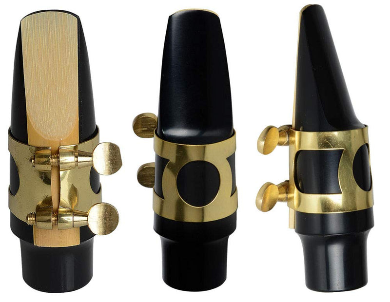[AUSTRALIA] - Tenor Sax Saxophone Mouthpiece with One Reed Golden Plated Ligature and Plastic Cap Tenor 