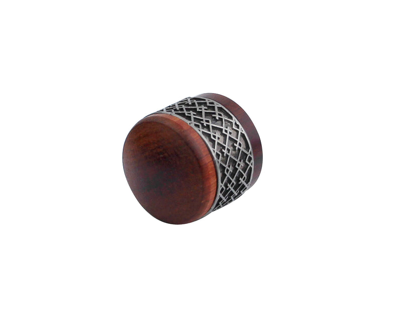 Guyker 3Pcs Red Sandalwood Potentiometer Control Knobs Dia. 6mm (0.24") Shaft Pots - Window Decorations Around Dome Speed Tone Volume Knob Guitar Bass - Antique Silver Red -antique silver around