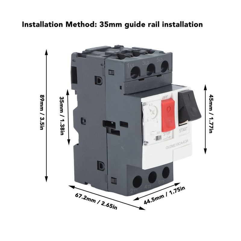 Motor Circuit Breaker AC690V Overload Short Circuit Protection Motor Circuit Breaker with 35 mm Guide Rail Mounting (GV2-ME14C 6-10A) GV2-ME14C 6-10A