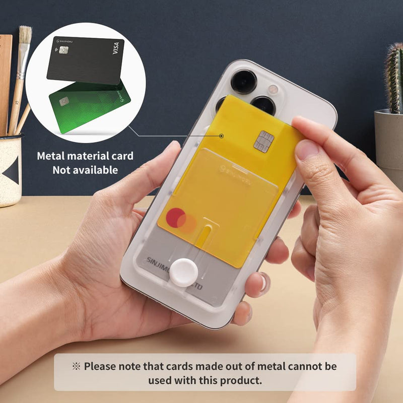 Sinjimoru Magnetic Phone Pop Up Wallet for MagSafe, Magnetic Phone Credit Card Holder for Back of Cell Phone Case with Quick Access for iPhone 14 13 12 Series. M-Button Wallet Matte Clear