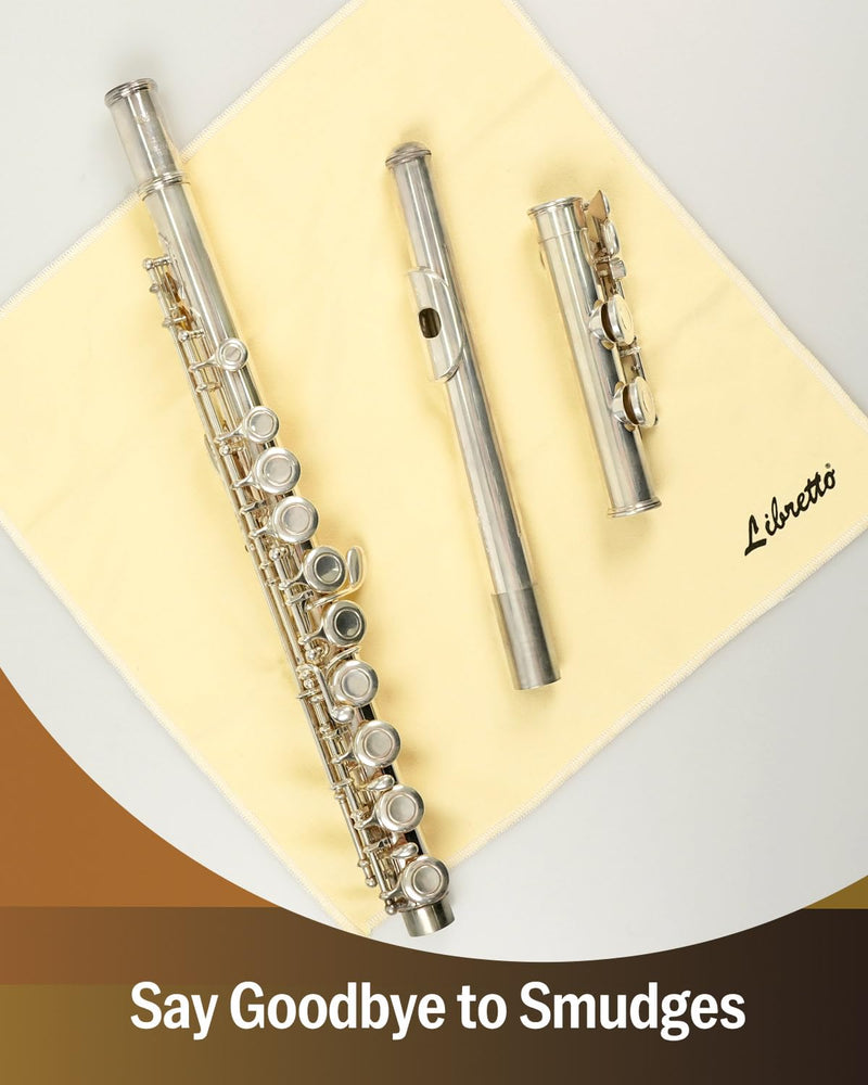 [AUSTRALIA] - Libretto Silver Polishing Cloth for Flute, 30×30 cm, Ultra-Soft Microfiber, Anti-Tarnish Cleaning Cloth for Silver-Plated Instruments 