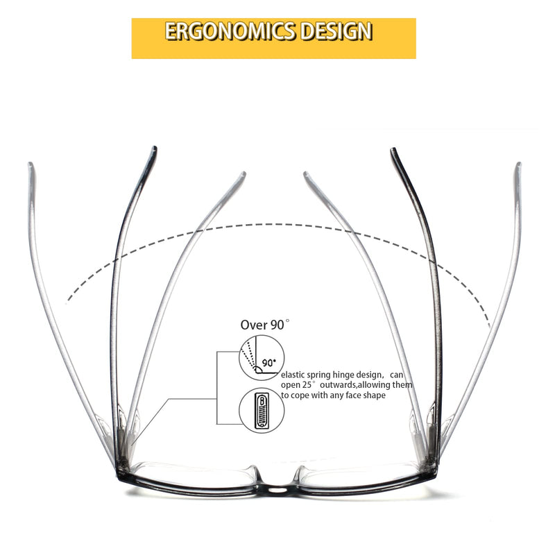 Kerecsen 4 Pack Reading Glasses for Women/Men Spring Hinges Readers Glasses Lightweight Eyeglasses 4 Pack Black 2.0 Diopters