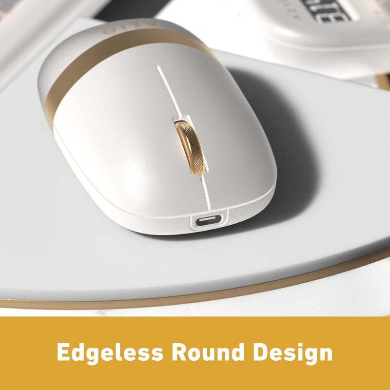 AZIO IZO Wireless Bluetooth Mouse with Round Ergonomic Form, Optical Sensor, Adjustable DPI, Rechargeable, PC & Mac - White Blossom