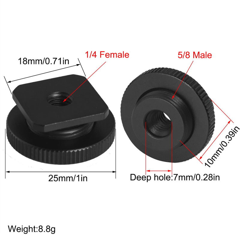 [AUSTRALIA] - 1 Set Hot Cold Shoe Bracket Holder Extension Flash Head Phone Holder 5/8 Male to 1/4 Female Single Tier 1/4 Male Adapter Screw Aluminium Alloy SLR Camera Universal for Lights Travel Tripods 