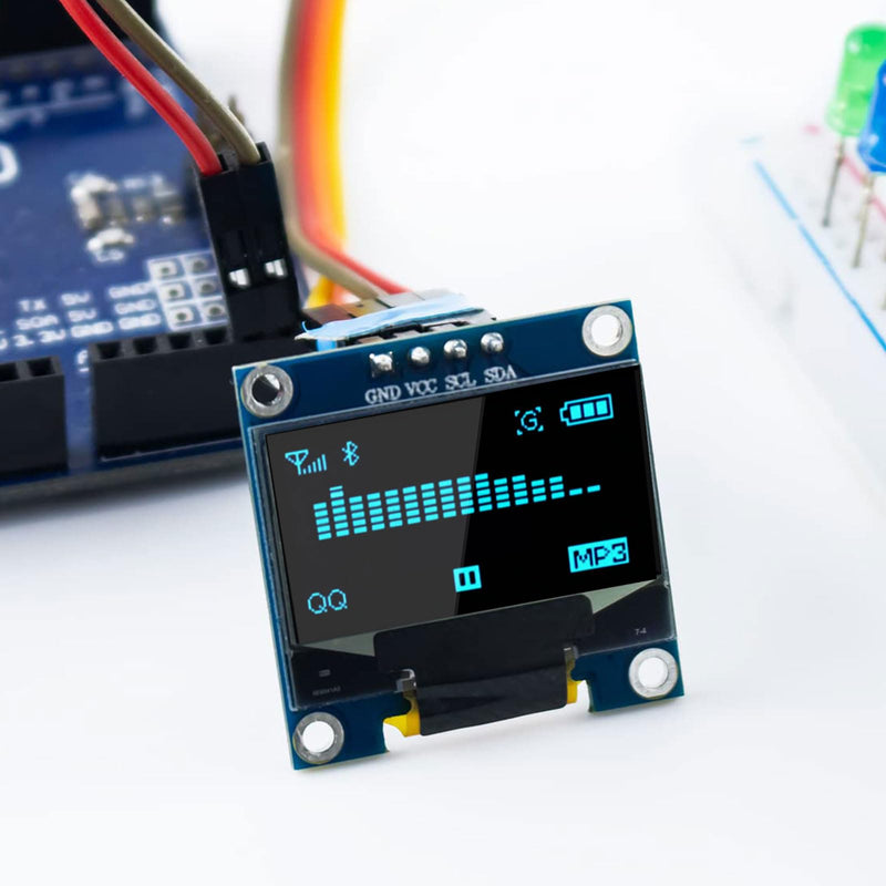 QIQIAZI 0.96 Inch OLED Display I2C Module, 3 Pieces I2C Display Module 128 x 64 Pixel I2C Screen Display Module Compatible with Arduino and Raspberry Pi (Blue)