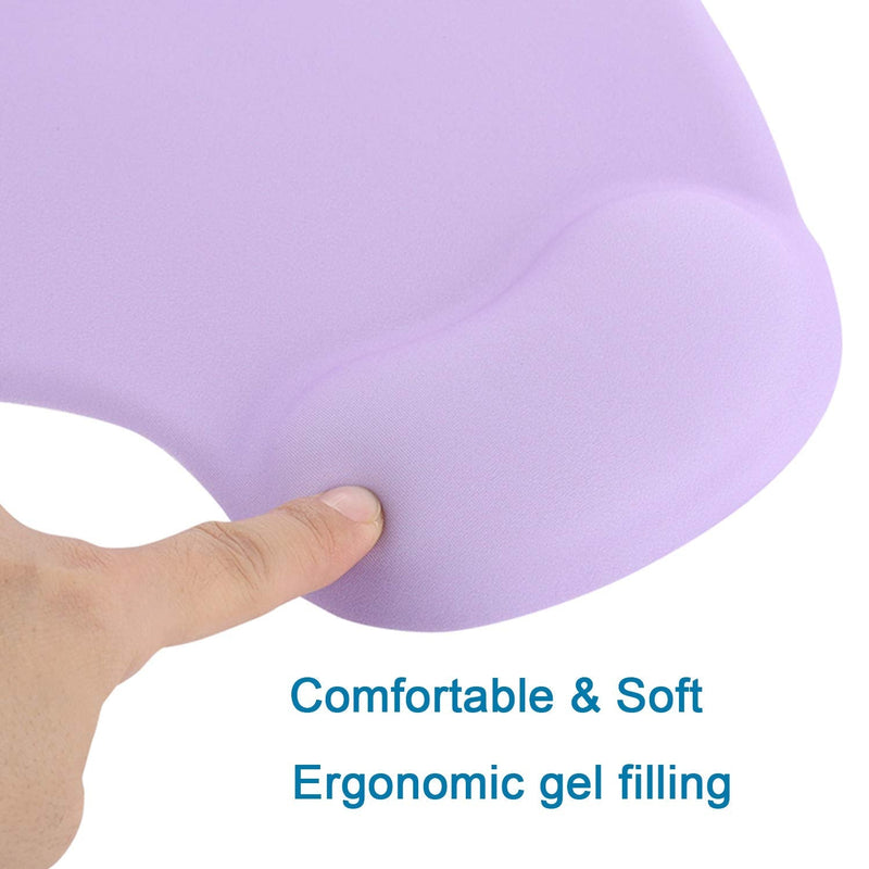 Xinidc Ergonomic Computer Mouse Pad with Wrist Rest Support, Pain Relief Mouse Pad with Non-Slip PU Base for Home Office Working Studying (Purple) Purple
