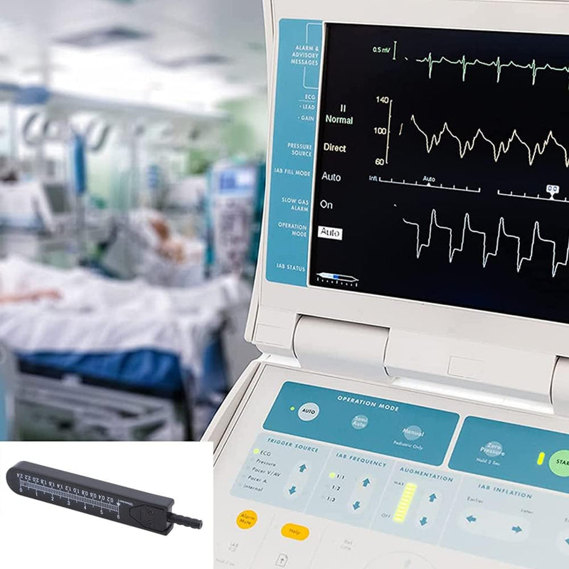 ECG Measuring Ruler, ECG Vernier Caliper, Stainless Steel, 0-2.4 Inch, Ruler, Design Divider, Measuring Tool for Nursing (Black) black