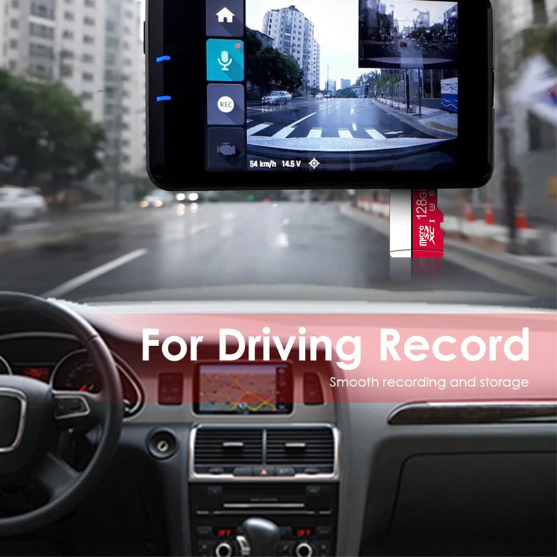 128GB Micro SD Card, U3 V30 A2 C10, 4K Video for Dash Cam Security Camera Smartphone Tablet, High Speed Memory Card