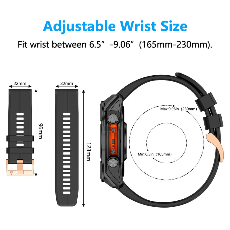 22mm Bands Compatible with Garmin Fenix 8 Pro Tactix 8 AMOLED 47mm/Fenix 7/7 pro/6/6 pro/5/5 plus,Silicone Quickfit Watchband for Descent G2/G1 Solar/quatix 8 47mm/Forerunner 970/965/955/945 3pack3