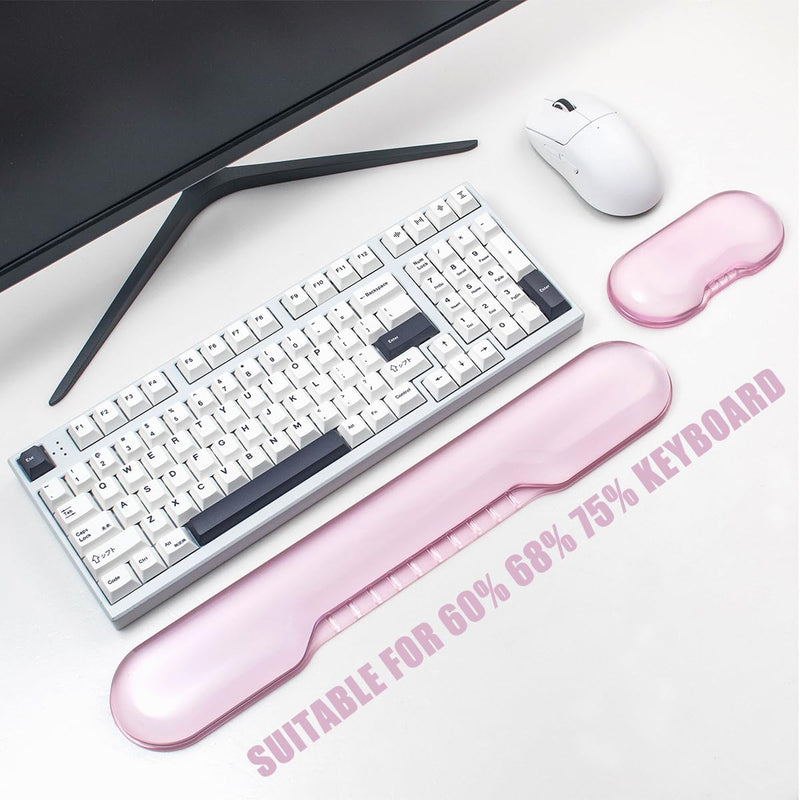 Gel Wrist Rest for Keyboard and Mouse, Pink Wrist Rest Set | Cute Wrist Rest for Computer Keyboard 60%/68%/75%,Comfort & Support for Typing and Gaming