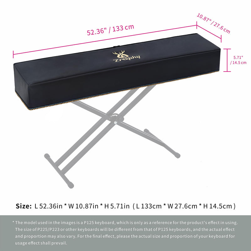 Piano Keyboard Dust Cover with Music Stand Opening of Zipper Design, Dust Proof Cover Compatible for Yamaha P225 P223 P145 P143 88 Keys Digital Piano Keyboards Electronic Keyboards L 52.36 * W 10.87" Black