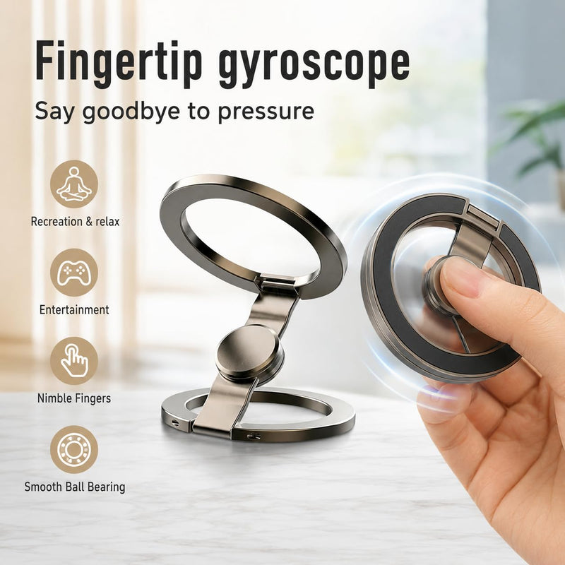 Magnetic Phone Stand Fidget Spinner, Dual Sided Magnet Phone Stand | 2-in-1 Foldable Phone Holder with Dual Magnetic Rings, 360° Rotation 270° Flip, Strong Mag’Safe Compatible Stand