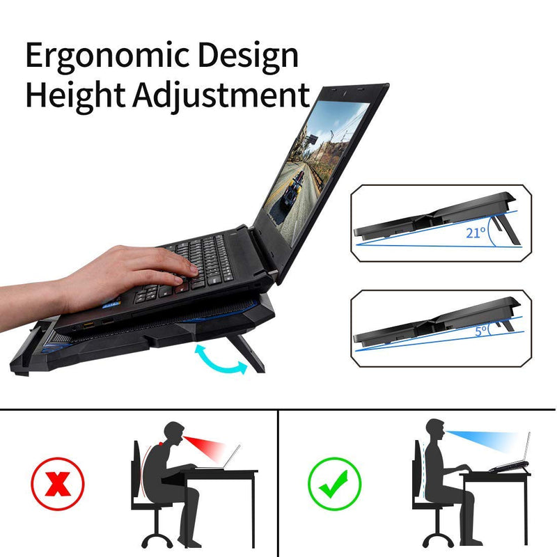Laptop Cooling Pad with 6 Quiet Led Fans for Gaming Working with Phone Holder