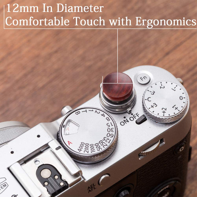 VKO Wood Soft Shutter Release Button,Delicate Camera Shutter Button 12mm Concave Surface Red(Wood Grain Random) Red Wood 12mm Concave