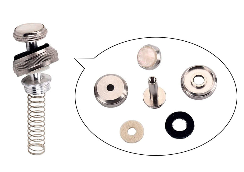 1Set Trumpet Repair Kit Trumpet Valve Finger Buttons Connecting Rods Valve Caps Piston Guides Spring Felt Washer Water Key Spit Valve Replacement 40Pcs, Silver