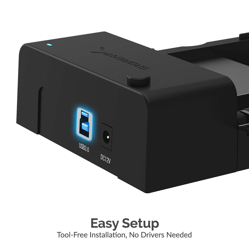 Premium 3 Port Aluminum Mini USB 3.0 Hub [90°/180° Degree Rotatable]+USB 3.0 to SATA External Hard Drive Lay Flat Docking Station for 2.5 or 3.5in HDD, SSD