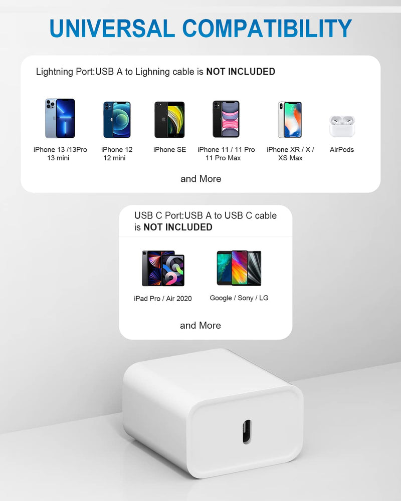 iPhone Super Fast Charger iPad Charger 20W US C Wal Charer with 6FT Fast Charoing Fast Cables Compatble with iPhone 14/14Pro Max/iPhone 13/13Pro/12/12 Pro/11/iPad pro 6FT-20W 2Pack