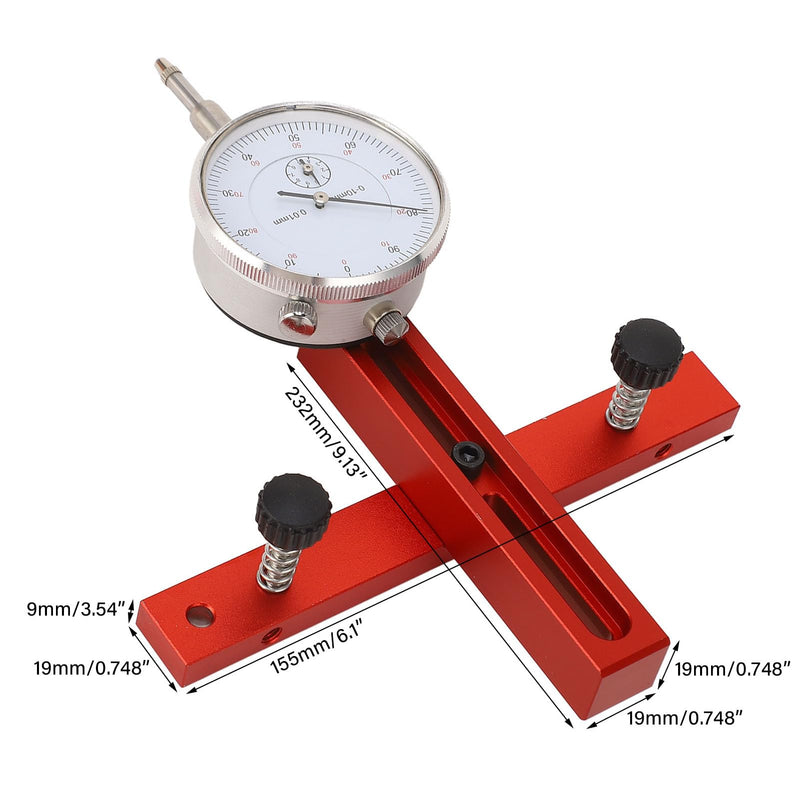 Kadimendium High-precision table saw dial gauge made of aluminium alloy, compact and portable, with adjustable chamfer notch lever. For aligning workshop machines