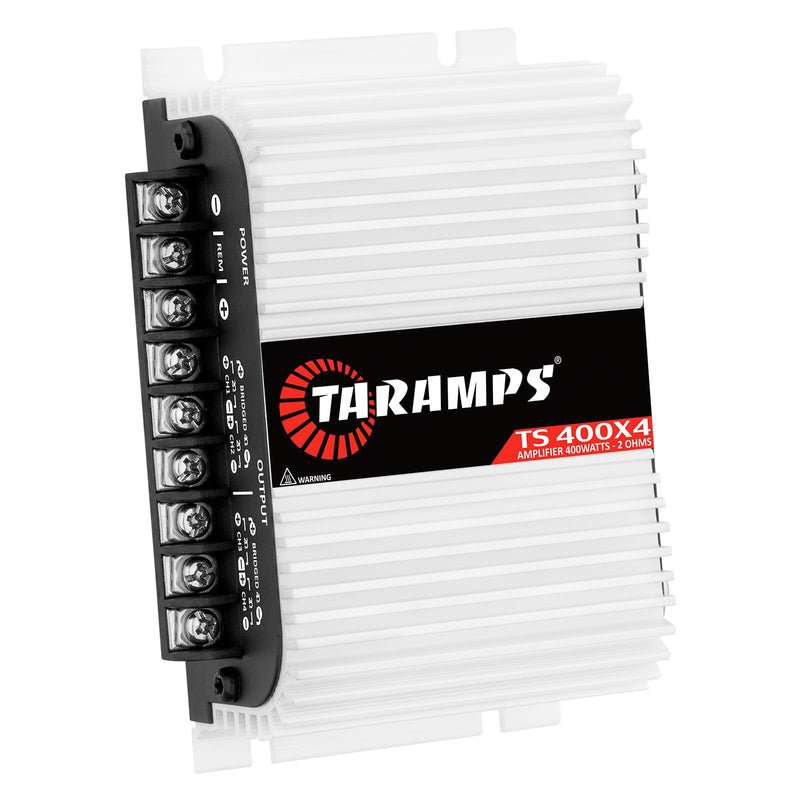 Taramps TS 400x4 400 watts RMS 4 Channels Full Range Car Audio Amplifier, 2 Bridged Channels, RCA Input Class D, Output Power, Multichannel Amplifier System, Small - TS400X4 | Bridgeable outputs, built-in HPF/LPF crossovers and RCA inputs provide flexi...